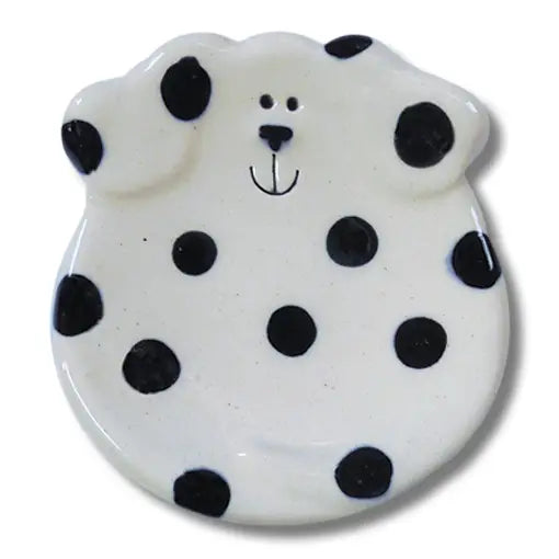 Black Dots Ceramic Dog Dish
