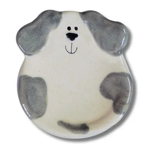 Gray Spots Ceramic Dog Dish
