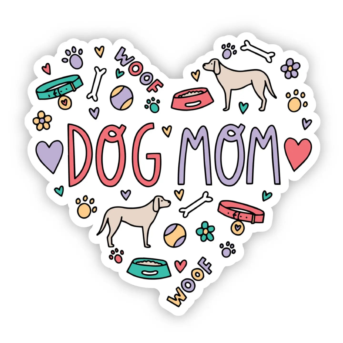 Heart Dog Mom Sticker