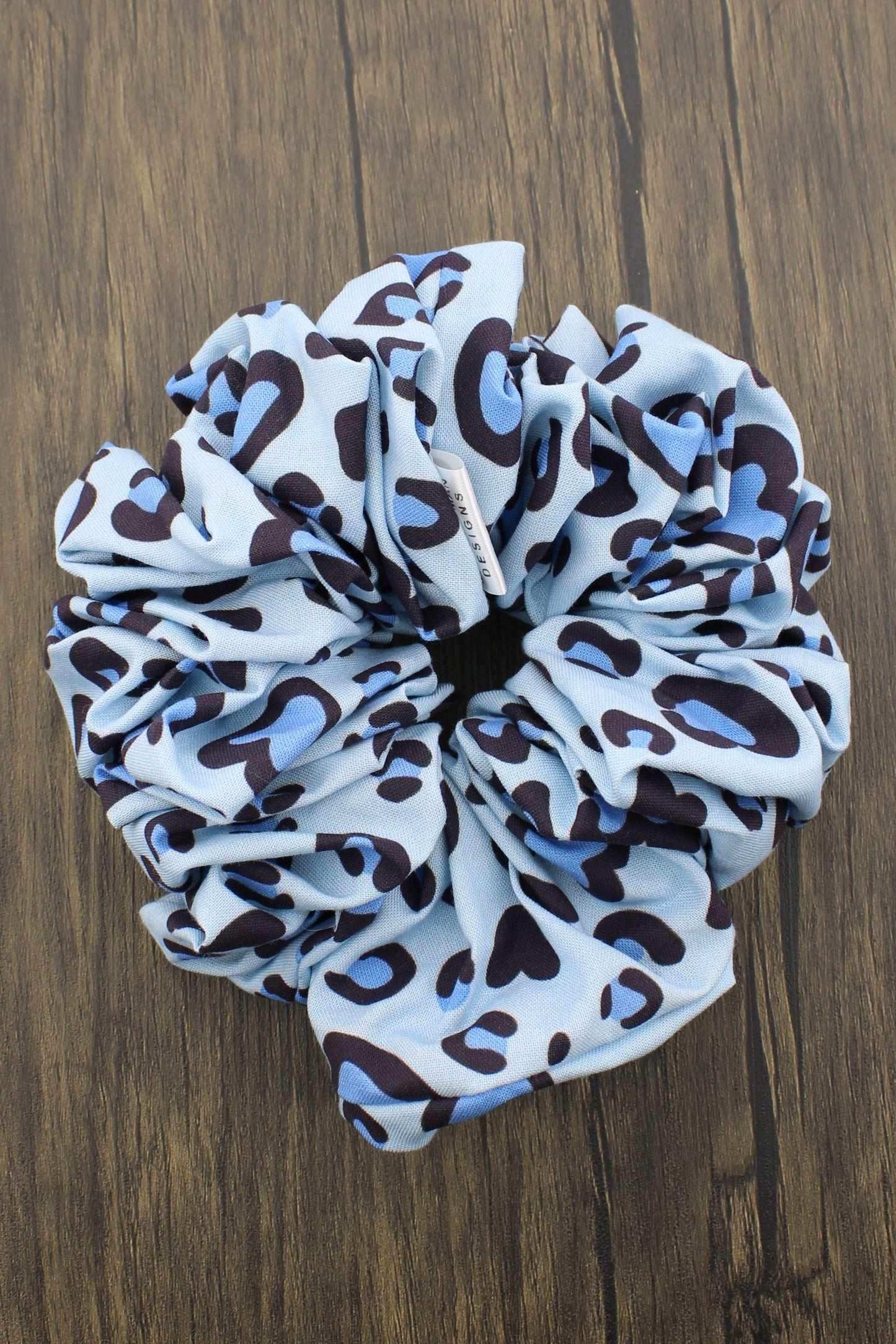 Leopard Print Blue/Black Scrunchies - XXL Cotton