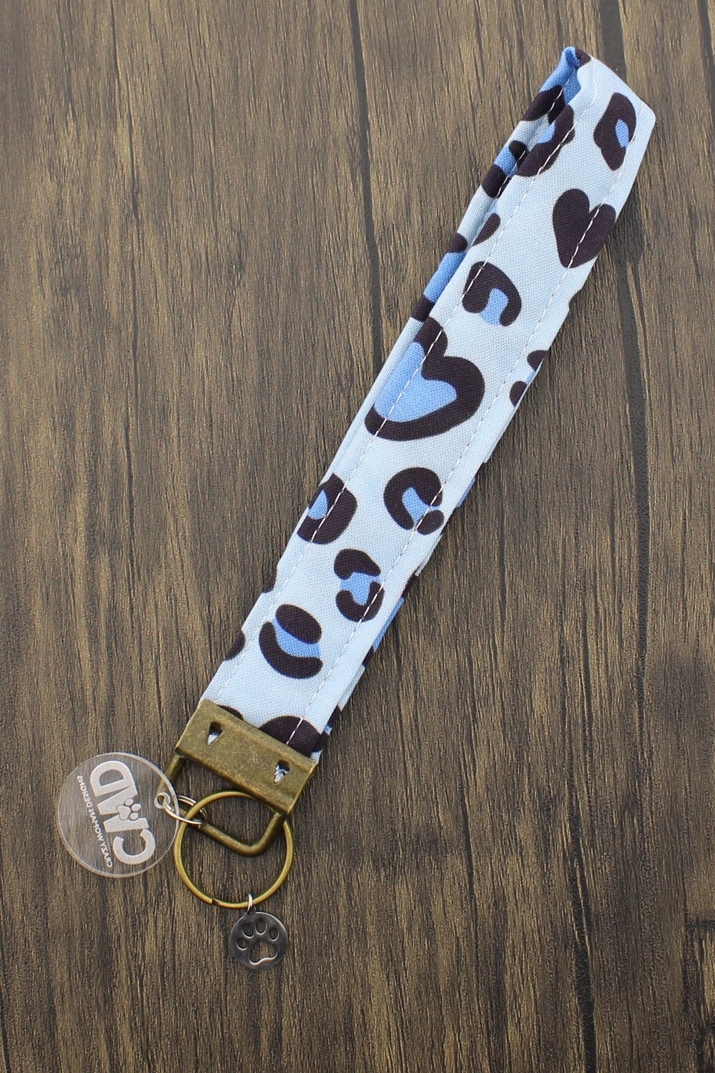 Leopard Blue/Black Wristlet
