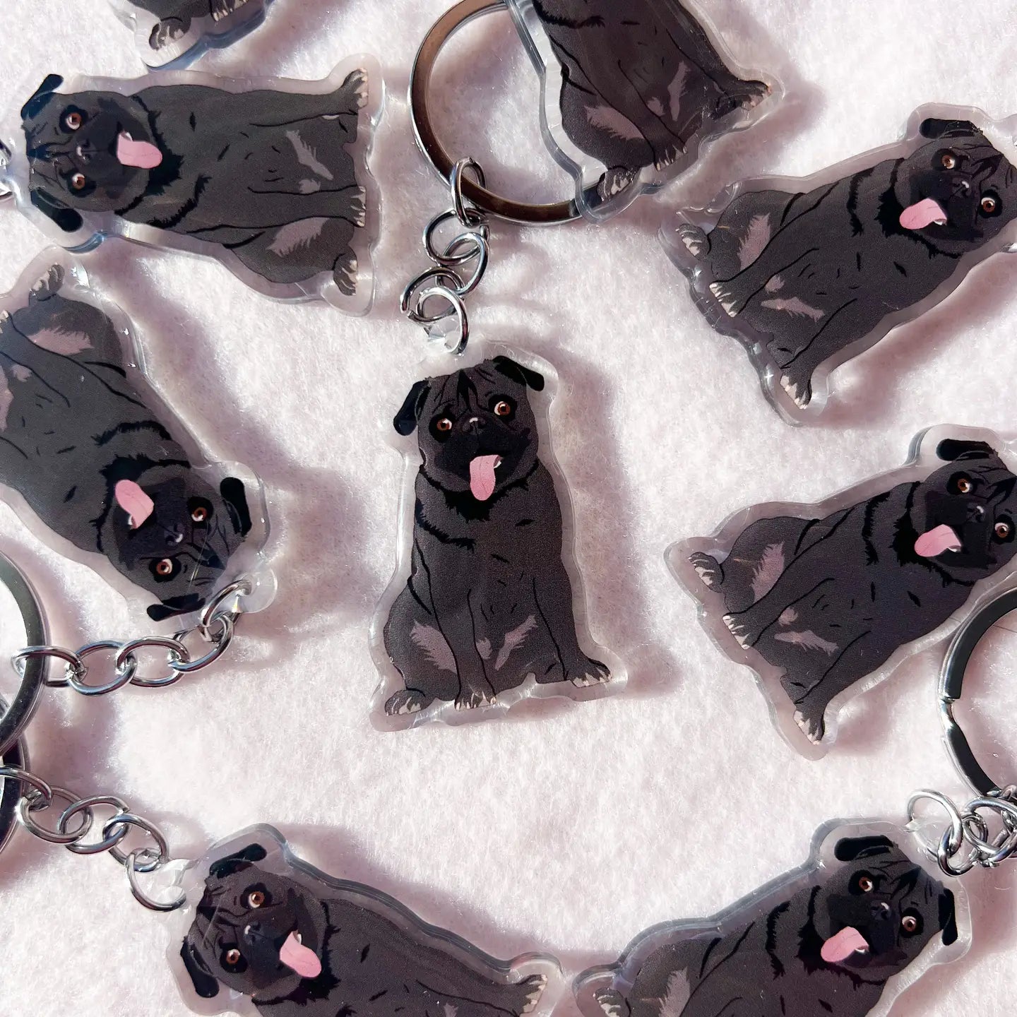 Black Pug Keychain