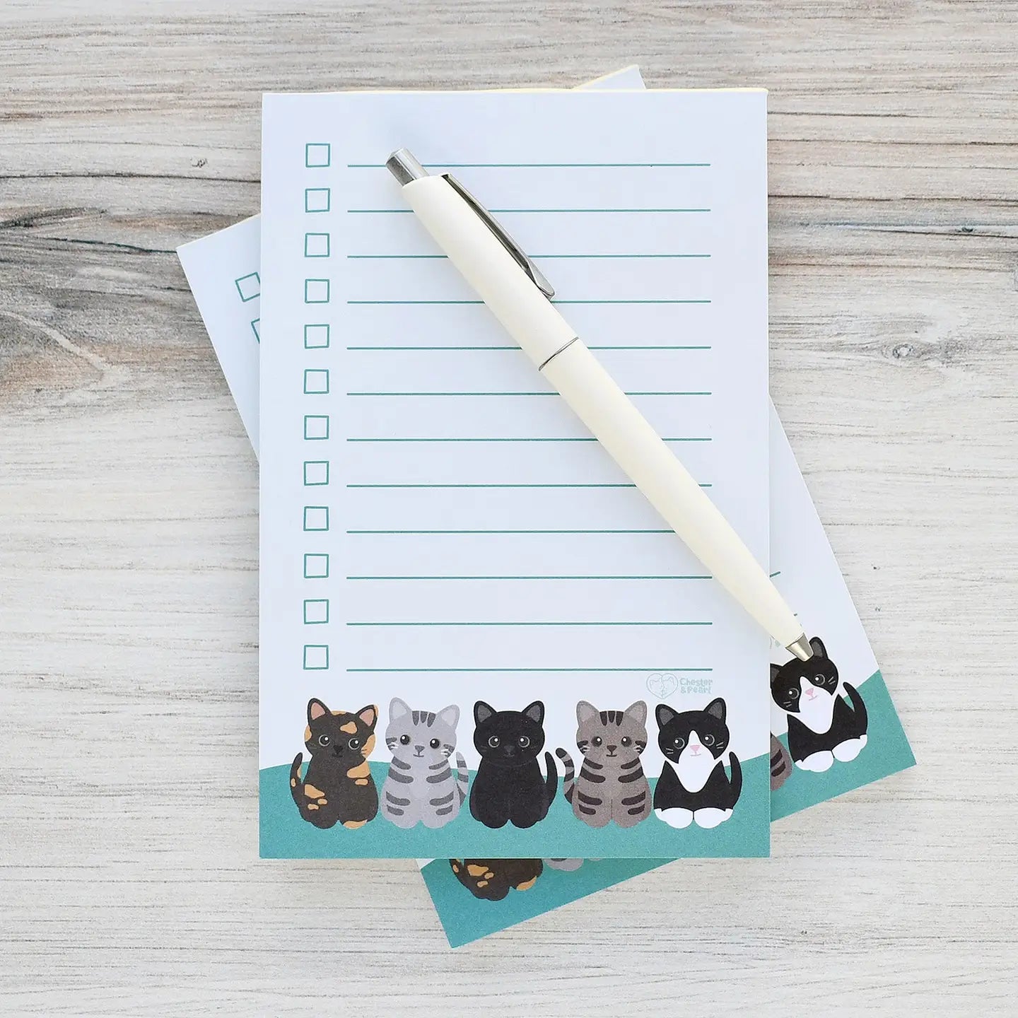 Teal Paw-Rade of Cats Checklist Notepad