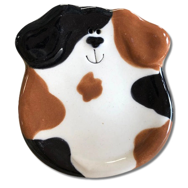 Brown and Black Spots Ceramic Dog Dish
