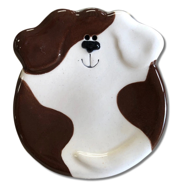 Brown Spots Ceramic Dog Dish