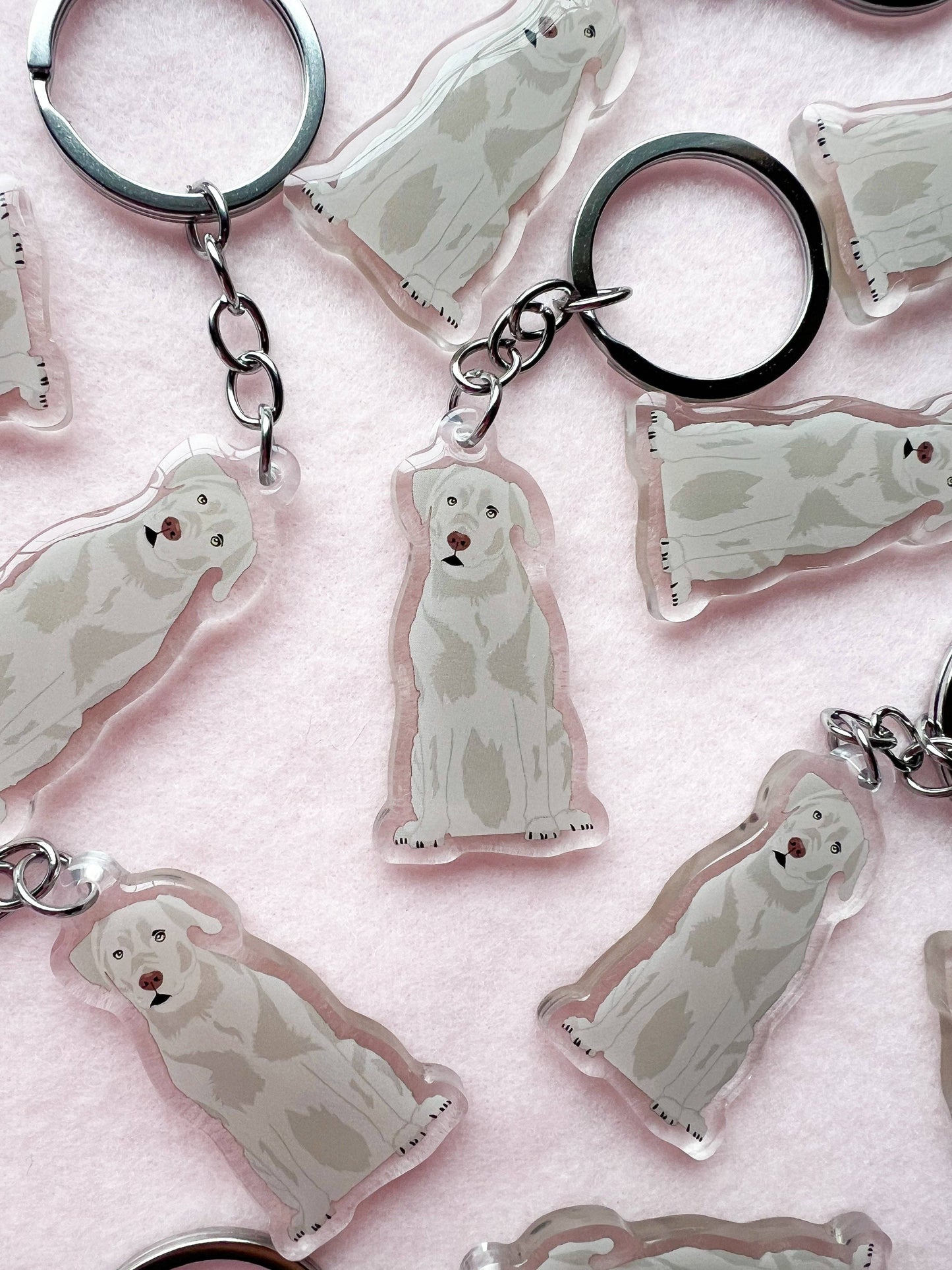 Labrador Retriever (silver), Blue Lacy Keychain