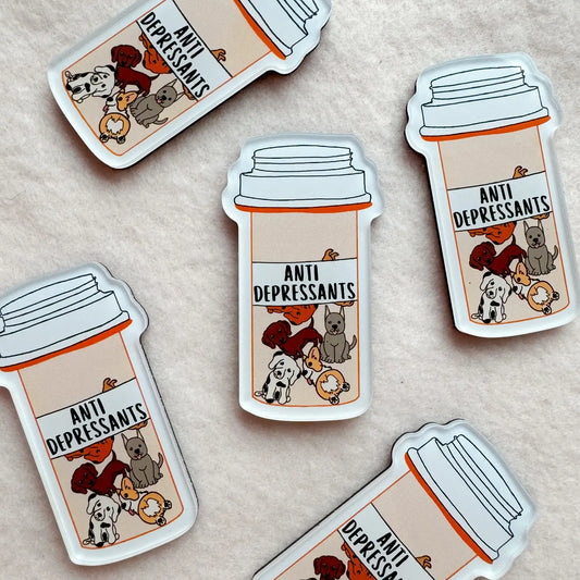 Anti Depressants Pill Bottle Dog Magnet