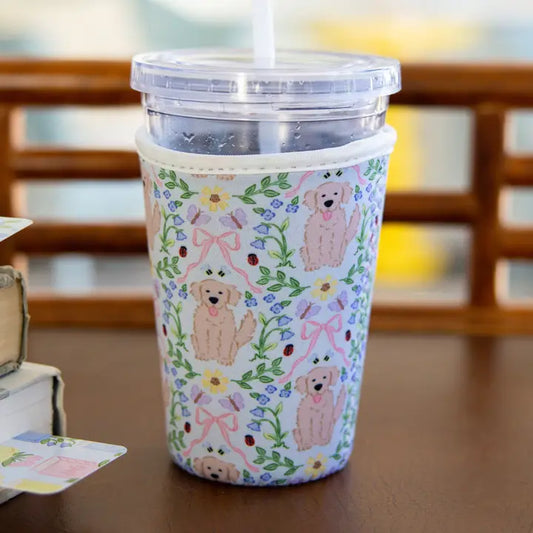 Golden Retriever Iced Coffee Sleeve Cup Coozie-Medium