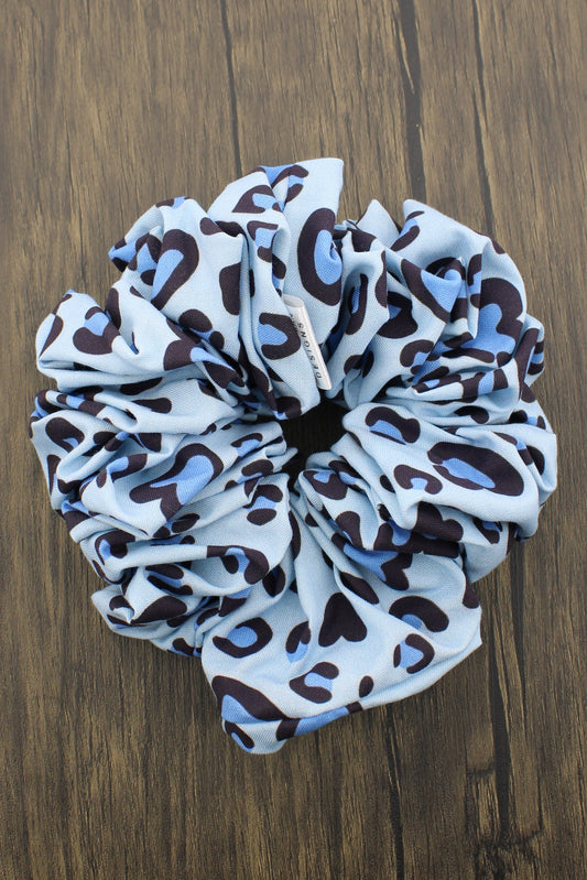Leopard Print Blue/Black Scrunchies - XXL Cotton