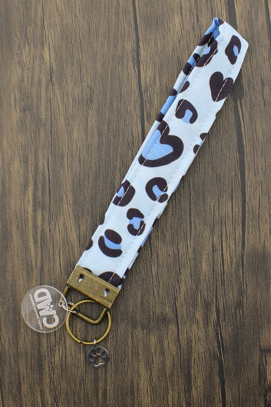 Leopard Blue/Black Wristlet