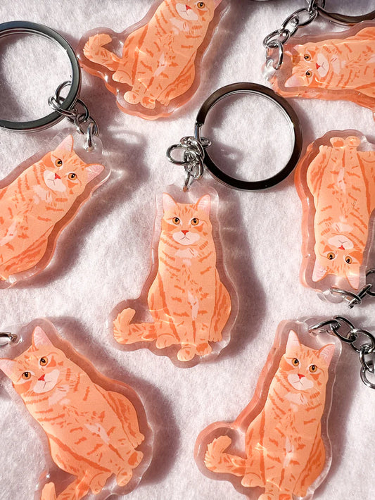 Orange Tabby Cat Keychain