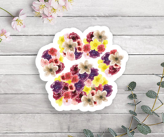 Floral Paw Print Sticker
