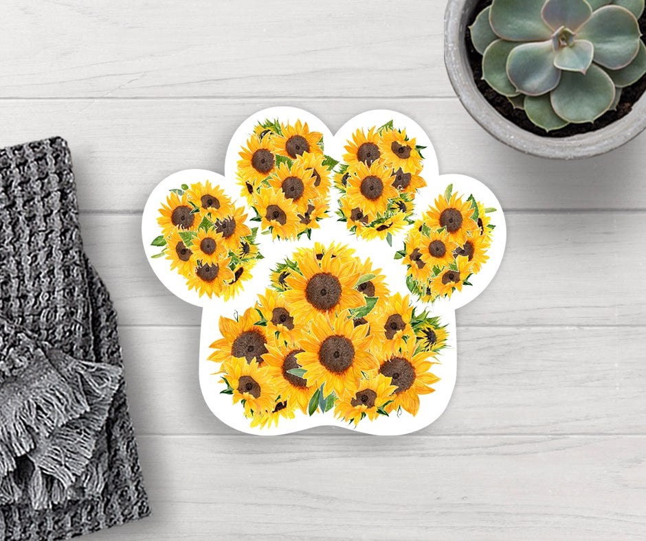 Sunflower Paw Print Sticker