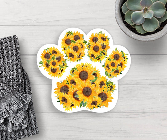 Sunflower Paw Print Sticker