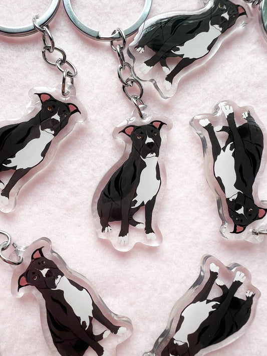 Pit Bull (Black) Staffy (Black) Keychain