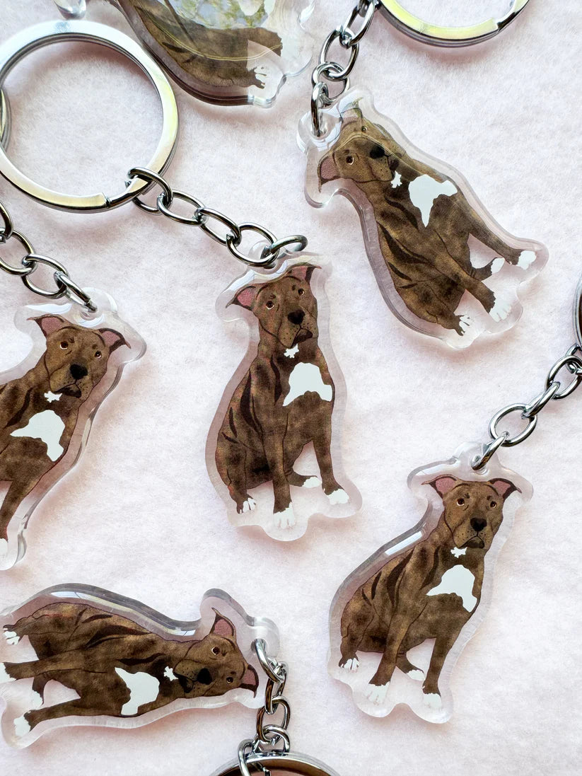 Pit Bull (Brindle) Staffy (Brindle) Keychain