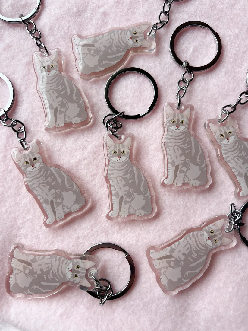 Tabby (Gray) Keychain