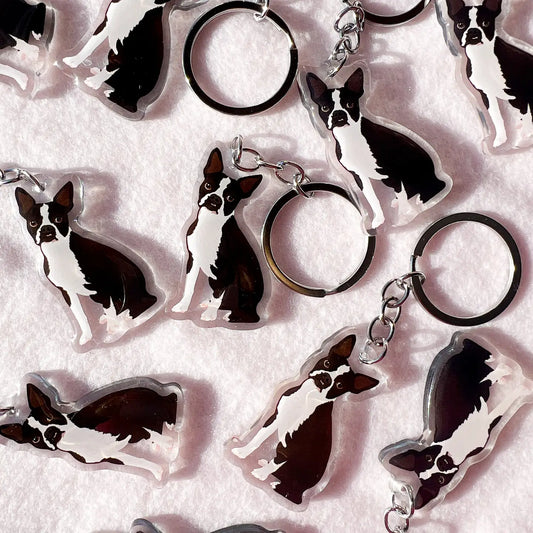 Boston Terrier (Black & White) Keychain