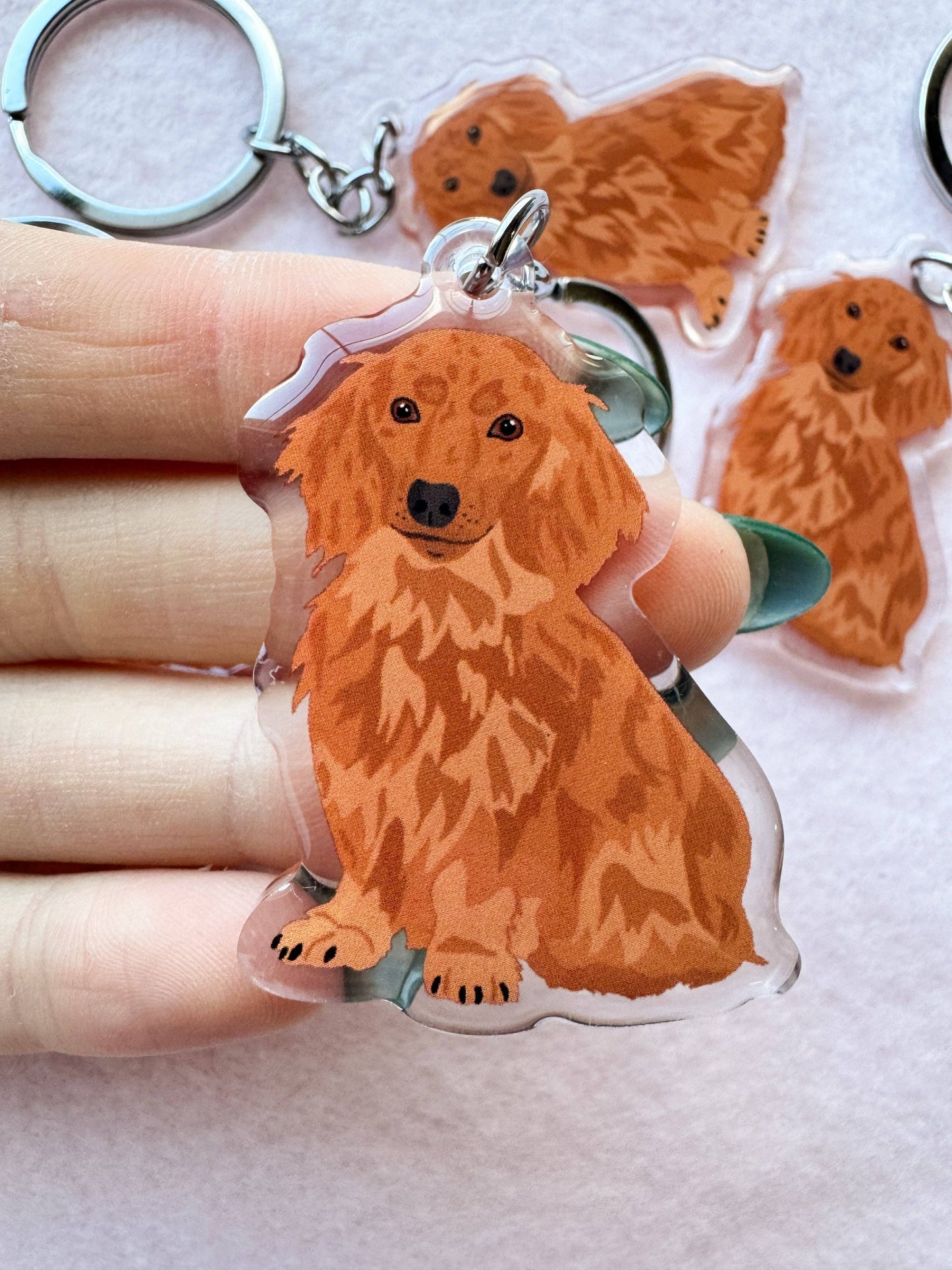Dachshund (long-haired red/brown) Keychain